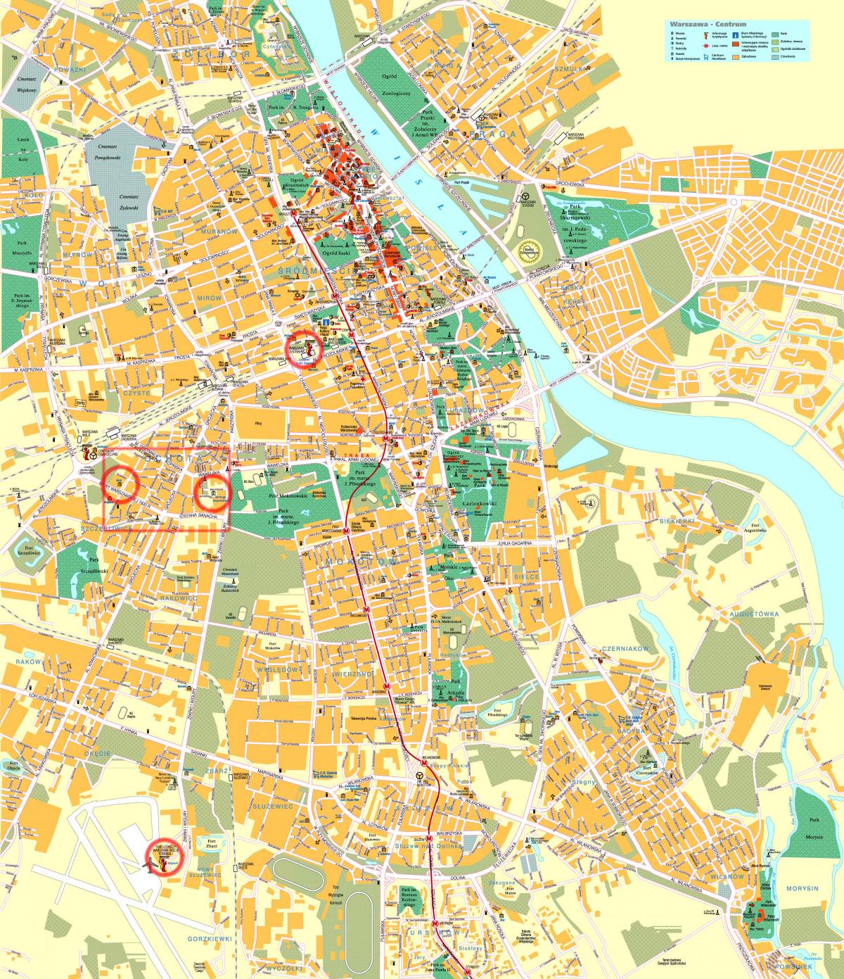 kale-mapa Varsoviako hirian zentroa