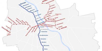 Mapa Varsovian metro 2016