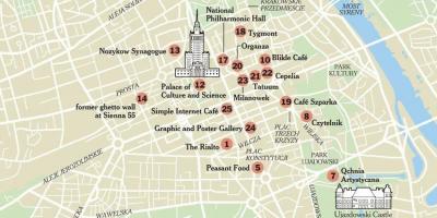 Mapa Varsovian turismo-erakargarri