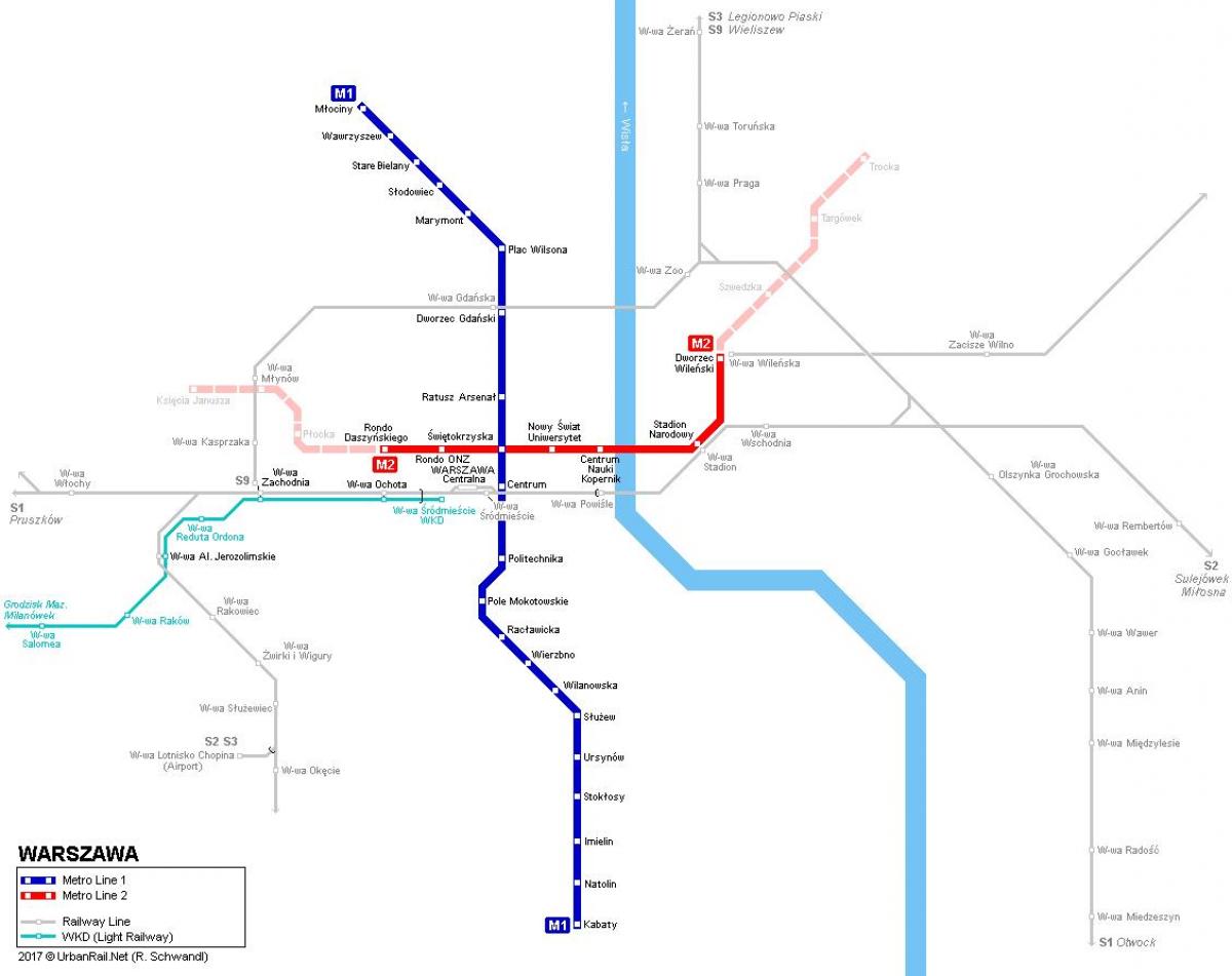 metro mapa Varsovia, polonia