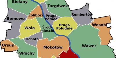 Mapa Varsovian auzoetan 
